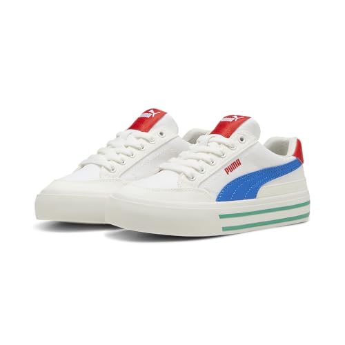 Image of Puma Unisex-Child, Court Classic Vulc, Puma White-Hyperlink Blue-Vapor Gray, Big Kid 6.5