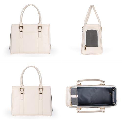 Fashion Pet Carrier Dog Purse Cat Bag Soft-Sided Carriers Travel Airline Approved, Stylish Leather Tote Handbag for Small Animal Puppy Kitten (White) Fashion Pet Carrier Dog Purse Cat Bag Soft-Sided Carriers Travel Airline Approved, Stylish Leather Tote Handbag for Small Animal Puppy Kitten (White)