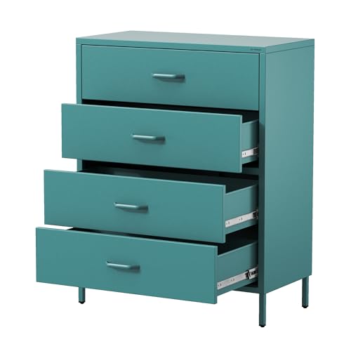 Jan Nowak Metall Kommode mit Schubladen - Carla | Komodenschrank für Schlafzimmer, Wohnzimmer, Kinderzimmer, Flur | Industrial Loft Style | Schubladenkommode Glitzernd | 80 x 101,5 x 40 cm | Marine