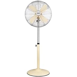 Ventilador Bastilipo Atlantico Bastilipo - Palma Ventilador de Pie Redondo, 50 W, Acero Inoxidable, 3 Velocidades, Vainilla