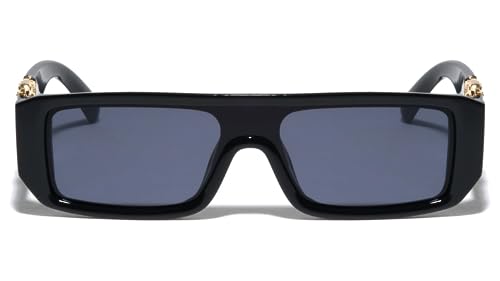 Dweebzilla Slim Sleek Metal Jaguar Cut Out Retro Rectangular Sunglasses2