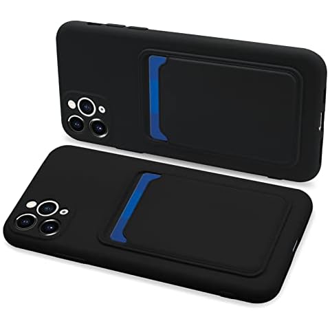 Naiadiy Silicone Case with Card Holder Compatible with iPhone 11 Pro Max 6.5 Inch - Black Cover