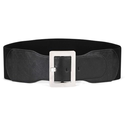 SUOSDEY Women Dress Waist Belt Stretchy Elastic Vintage Belts for Dress Santa Belt with Metal Buckle