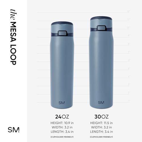 Simple Modern Mesa Loop Water Bottle with Straw | 24oz Cup Holder Friendly Insulated Stainless Steel Bottles for Travel, Sports and School | Deep Dune