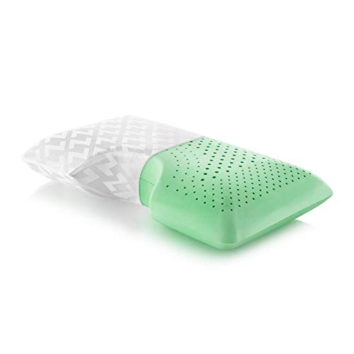 MALOUF Z Shoulder Zoned Dough Memory Foam Pillow - Infused with Peppermint Oil - Aromatherapy Spritzer Included - Premium Tencel Cover - 5 Year U.S. Warranty - Mid Loft - Queen, Green