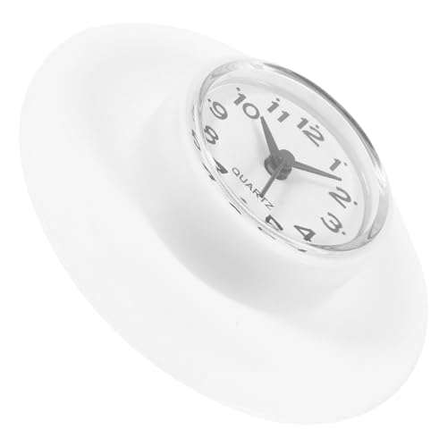 Cabilock Bathroom Clock Waterproof Shower Clock Suction Cup Glass Mirror Surface White No Battery Wall Ornament
