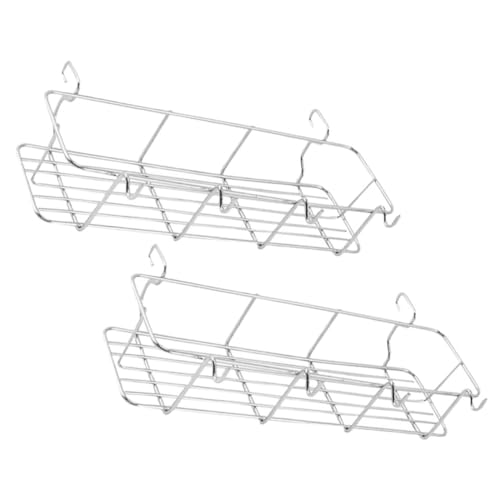 Holibanna 2Pcs Stainless Steel Seasoning Hanging Basket Barbecue Grill Storage Rack for Outdoor Grill Organizer for Condiments Spices and Grill Tools for Camping and Bbq