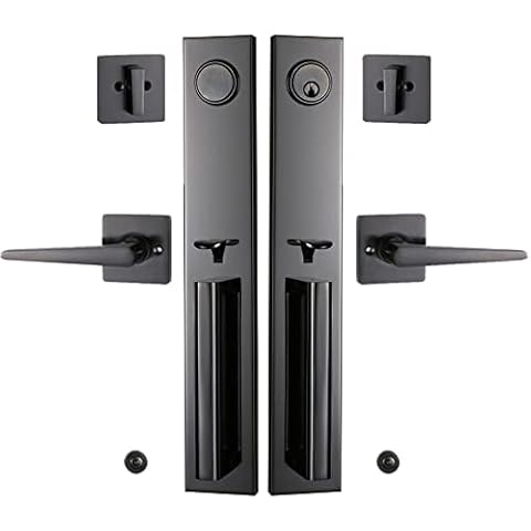 HISAFE Front Door Handle Double Door Lock Set Right&Left Sided Door Handle Sets with Deadbolt, Heavy Duty X-MDHST2016PW-SET Cover