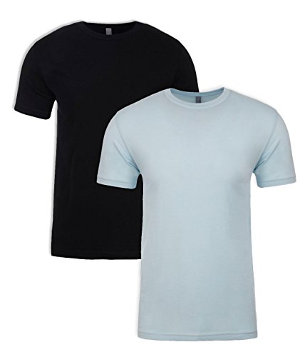 Next Level N6210 T-Shirt, Black + Ice Blue (2 Pack), Large