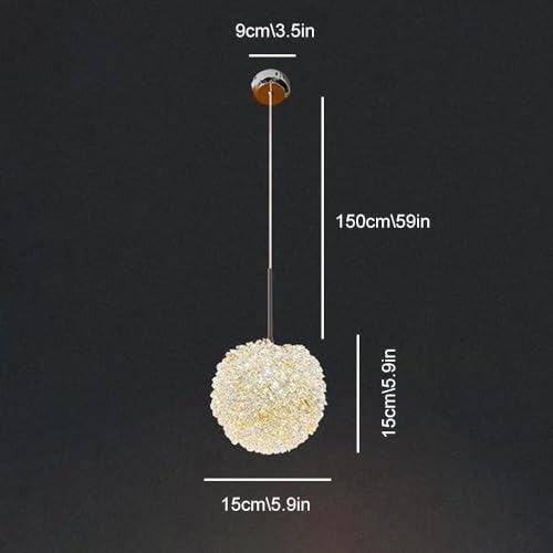Lámpara colgante de cristal y aluminio dorado con cable ajustable y bombilla LED para isla 3