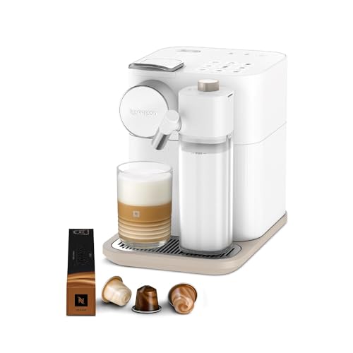 Nespresso De'Longhi Machine à café Gran Lattissima Blanche, 19 Bars + Kit de Bienvenue, Design Compact, Expresso, Lungo et Recettes Lactées, Arrêt Automatique, EN640.W