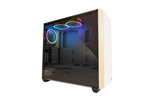 Gabinete para PC IN WIN modelo 216-PureWhite, compatible con E-ATX, torre media blanca, con vidrio templado y acero de aleación miniatura 1
