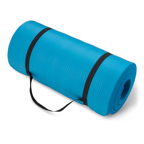 amazon basics 1 inch extra thick workout exercise yoga mat with carrying strap