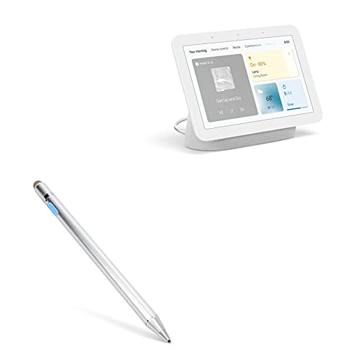BoxWave Stylus Pen Compatible with Google Nest Hub (2nd Gen) - AccuPoint Active Stylus, Electronic Stylus with Ultra Fine Tip for Google Nest Hub (2nd Gen) - Metallic Silver