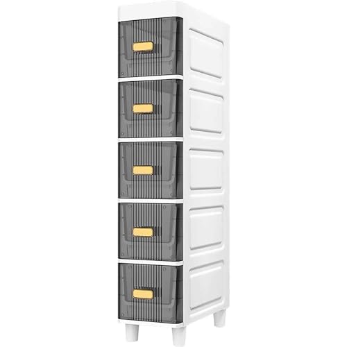 Armario vertical de almacenamiento para baño, armario de papel higiénico para baño, delgado, alto, gran capacidad, torre estrecha, delgada, impermeable, con cajones transparentes y ruedas