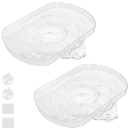 SINJEUN 2 PCS 40 x 28cm Clear Lazy Susan Turntable, Rotatable 360°Clear Fridge Organisers Storage, Rectangle Lazy Susan Organizer for Cabinet Fridge