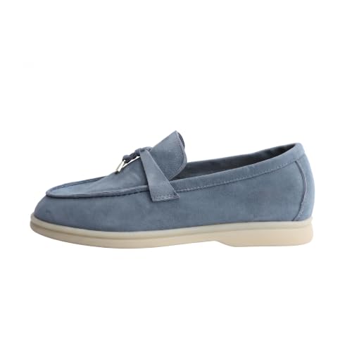 Image of Women's Summer Charms Suede Loafers - Premium Sheepskin Unlined Upper,Classic or Styles with Metal Detail for Casual, Office, Travel & All Day Wear
