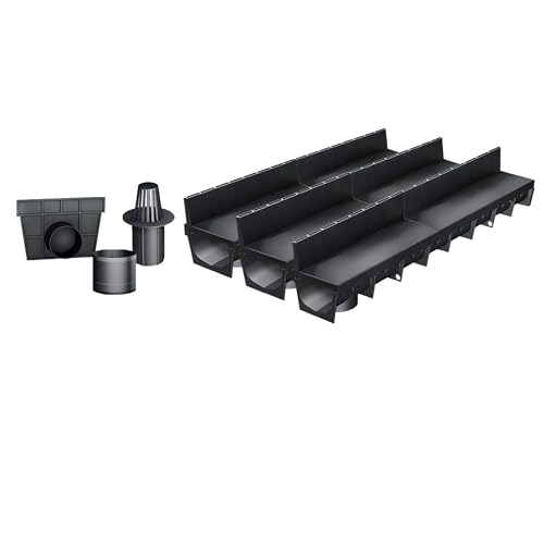 MEA Pack de 3 Caniveaux Extérieurs MEAPARK – Grille à Fente en PP Recyclé – Drainage Terrasse, Piscine, Jardin – Classe A15 Piéton – Largeur utile...