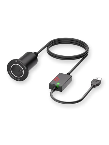 USB to Cigarette Lighter Adapter 12V QC3.0 Fast Charging USB to 12V Adapter USB to Car Lighter Adapter with Voltage & Current Display 4A Protection 27.5 in Cable for Dash Cam Baby Camera Car Fan