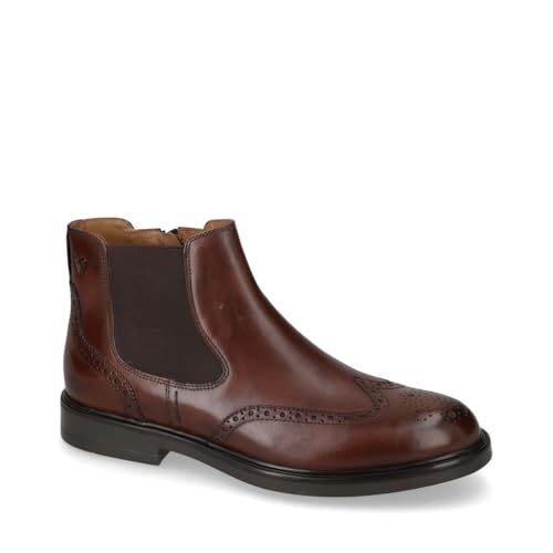 Valleverde 17872 - Botines elegantes para hombre de piel marrón, tacón grueso de 3 cm, suela de goma, pierna y tobillo, marrón, 45 EU