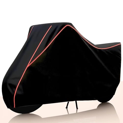 AutoTen Water Resistance Bike Body Cover for Splendor Dustproof Scratchproof - Motorcycle Cover for Two Wheeler, Outdoor Full Bike Cover with UV, Duty, Rain Protection (Black & Red Piping)