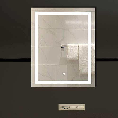 Flash Deals - 80% OFF Lactraum 24X30 inch Dimmable LED Lighted Bathroom Wall Mounted Vanity Mirror + Dimmable Memory Touch Switch + 6500K High Lumen LED + True Color CRI>90 + Vertical &Horizontal Installation