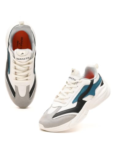Image of Impakto Casual Sneaker for Men| Soft Cushioned Insole & Lightweight | Stylish Lace-Up Shoes for Casual Outfits, Low Top Sneakers for Daily Use (White)