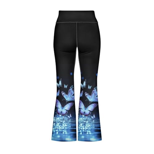Butterfly Girl's Leggings Cross High Waisted Flare Pants Yoga Bootcut Pants Full Length Bell Bottoms2