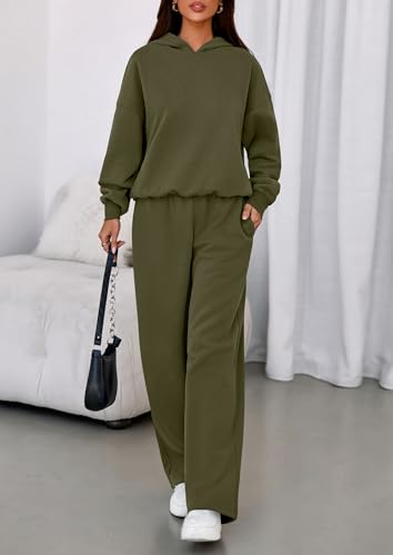 Image of PRETTYGARDEN Womens Sweatsuits 2 Piece Set 2026 Casual Winter Long Sleeve Hoodie Loose Wide Leg Sweatpants Fall Tracksuit