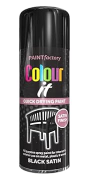 Classic Signature - 2 x All Purpose Black Satin Aerosol Spray Paint 400ml Quick Drying Spray,Fast Dry and Excellent Coverage for Metal, Wood, Plastic and More