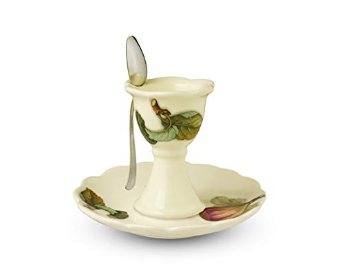 NUOVA CER Antico FRUTTETO PORTAUOVO con CUCCHIAINO CM.16 MOD. NCER.7436-ANF Crema