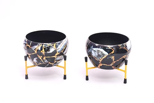 Image of Amazon Brand - Solimo Tripod Stand | Set of 2 | Flower Design | Iron | Black