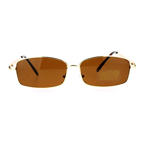 Oval Rectangular Sunglasses Unisex Classic Thin Metal Frame UV 4002