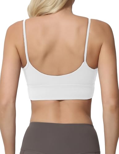 Padded Sports Bras for Women,Sleeveless Spaghetti Strap Square Neck Yoga Crop Top2
