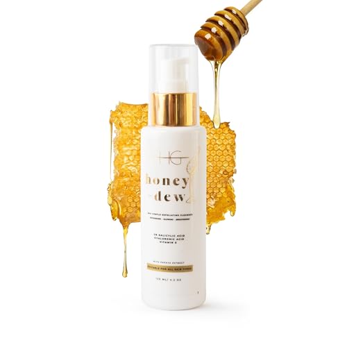 HG AESTHETICS Honey Dew - Gel limpiador facial exfoliante suave con 2 % de ácido salicílico, miel y extracto de papaya, limpieza profunda y limpieza de poros (125 ml)