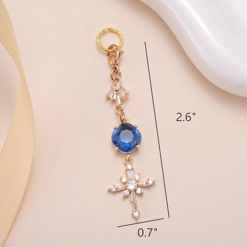 Image of MIXJOY Something Blue Gift for Bride, Wedding Day Bridal Blue Pearl Angel Wings Bouquet Garter Charm for Bride to Be