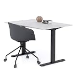 Mobili Fiver, Scrivania Fissa Clara 120x80 Grigio Cemento con Gambe Nere, Nobilitato/Alluminio/Acciaio, Scrivania moderna per Ufficio