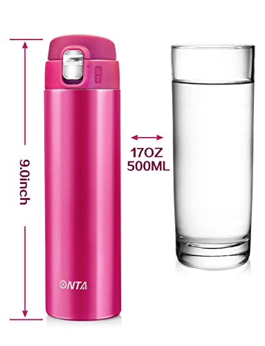 ONTA Termo Tazas, Botella de Agua Deportiva de Vacío Aislada, 17OZ/500ML Mantiene Frío 20 Horas, Caliente 12 Horas… - Imagen 3