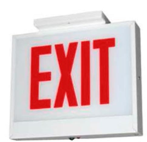 Signify Chicago Approved CSE Series Exit Sign, CSEE1RWW, LED Steel exit sign with battery, White with Red Letters, Chloride