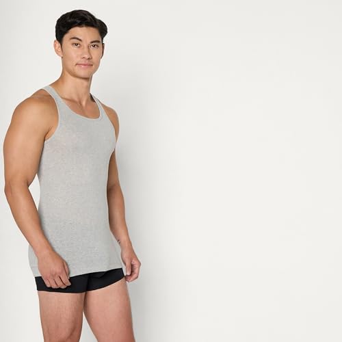 Image of Amazon Essentials Men's Lightweight Breathable Cotton Slim Fit Tank Undershirts, Pack of 6