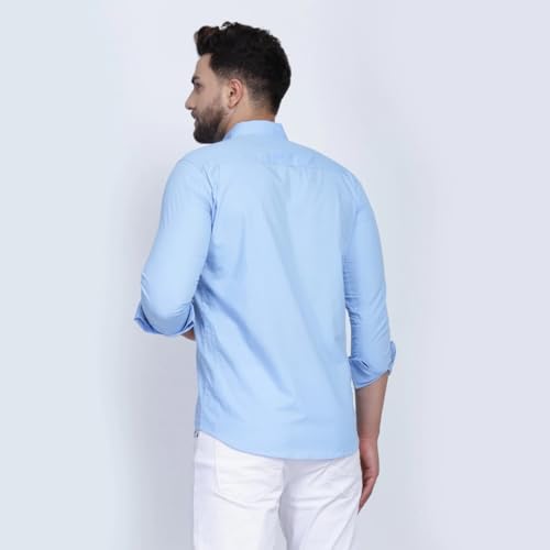 Image of BADLAND Men's Double Pocket Solid Cotton Regular Fit Casual Shirt with Spread Collar and Full Sleeves||Double Pocket Shirt for Men|| Shirt for Men||Plain Shirt for Men