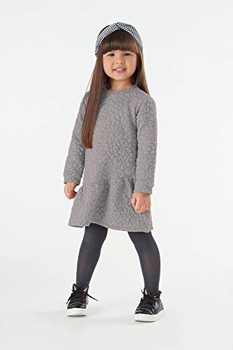 Vestido Manga Longa em Jacquard, Up Baby, Meninas, Cinza, M