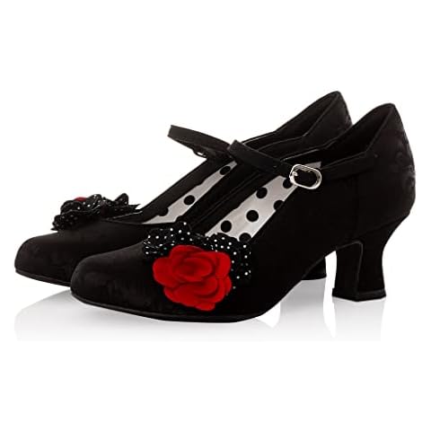 Ruby Shoo Women's Gillian Low Heel Mary Jane Pumps Noir Red UK 5 Cover