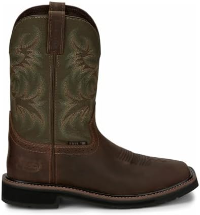 Justin Men's Driller Western Work Boot Steel Toe Dark Brown 11.5 EE US | Image 1