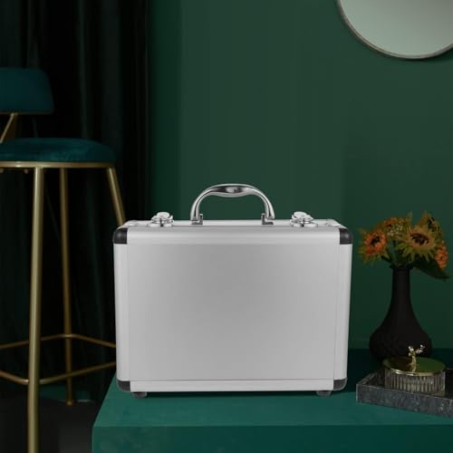 12.5in Silver Aluminum Briefcase with Lock, Aluminum Briefcase for Men or Women, Metal Hard Case with Foam for Travelers Luggage Craftsman Travel Cash (12.5x9x4.3 Inch)4