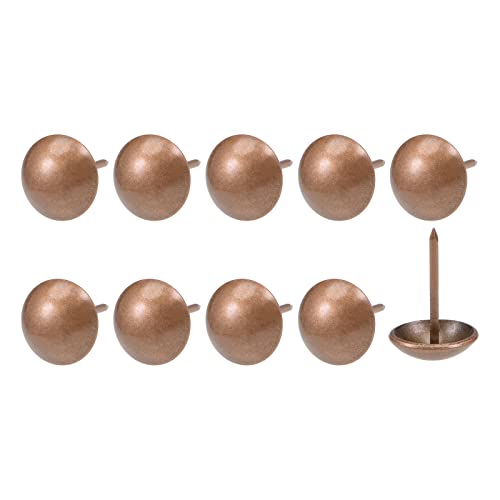 QUARKZMAN Puntine Tappezzeria Chiodi (14x20x4mm) 200pz Ferro Rotondo Punti a Pressione - per Costruzione Casa Cucina Mobili Rame Tonalità