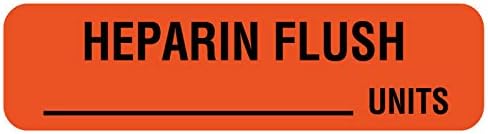 United AdLabel 麻酔ラベル ヘパリンフラッシュ、1-1/4インチ x 5/16インチ、パーマネントペーパーラベル、蛍光