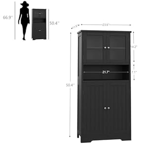   Irontar-Bathroom-Cabinet-Bathroom-Floor-Cabinet-with-Open-Shelf-Large-Display-Cabinet-with-Doors-Kitchen-Cupboard-Storage-Cabinet-for-Living-Room-236-x-118-x-504-Inches-Black-CWG006B