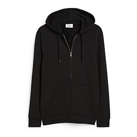 C&A Sudadera con capucha para hombre, color liso, Negro, M Cover
