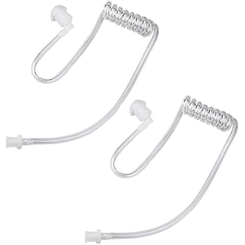 LEIMAXTE Acoustic Tube Earpiece Coil Tubes Replacement for Two Way Radio Headsets FBI Style Motorola Kenwood Walkie Talkie Earpieces with 2X Radio Earbuds (2 PCS) Cover